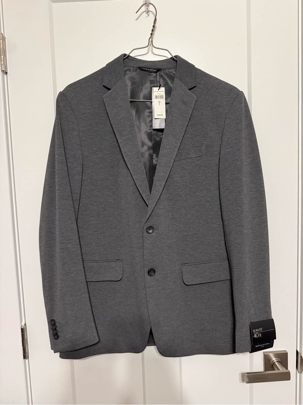 NWT Banana Republic Gray Two-Button Sport Coat stretchy slim style